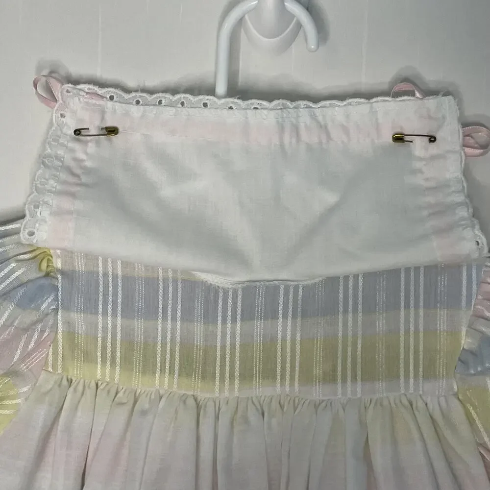 Vintage Peaches' N Cream Plaid Pastels Apron Style Dress Made in USA Size 3T - Picture 4 of 10